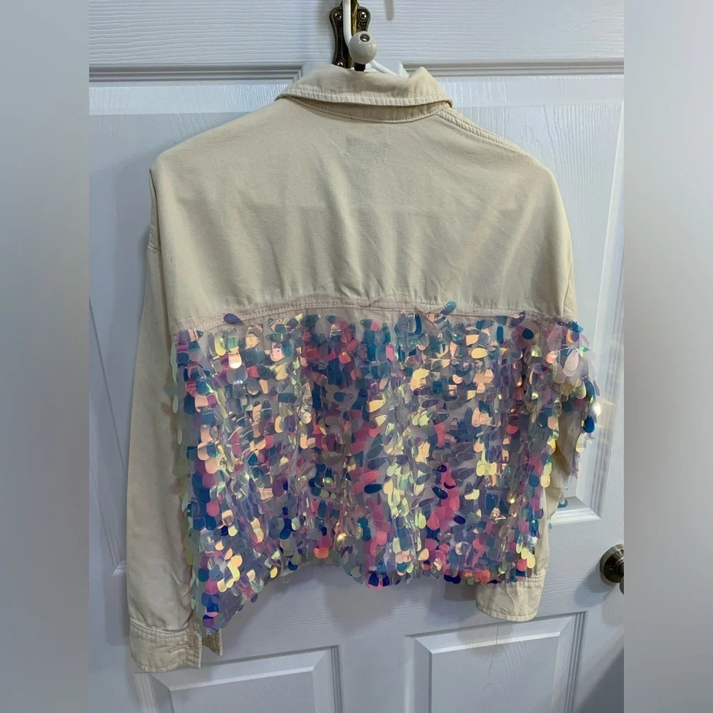 NWT Cute sparkling top shop denim jacket size small